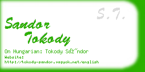 sandor tokody business card